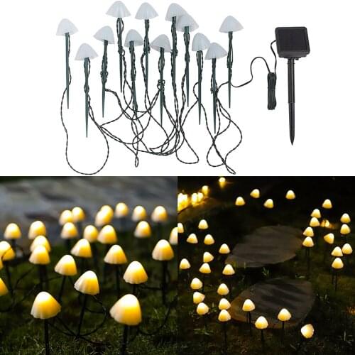 LED Solar Light Mushroom String Light Waterproof Outdoor Garden Lawn Stakes Lamps Yard Art for Home Courtyard Decoration