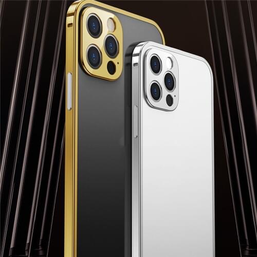 Ultra-thin Metal Frame Phone Protective Cover Aluminum Phone Back Case Shell for iPhone 12/12 Mini/ 12 Pro/ 12 Pro Max Phone