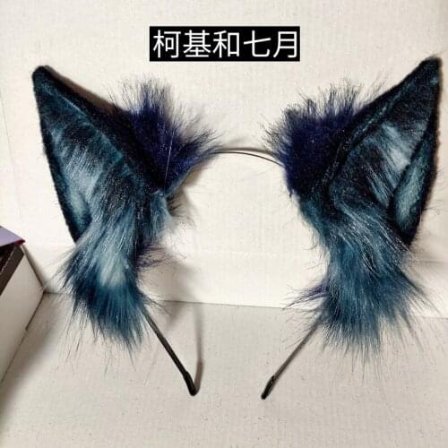 Handmade Ahri Ears Cosplay Animal Ears ink blue nine-tailed demon fox Ahri Cos ears prop headdress accessories
