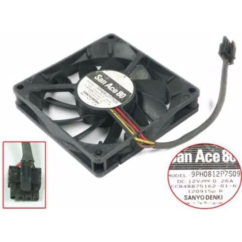 SANYO DENKI 9PH0812P7S09 DC 12V 0.26A 80x80x15mm Server Cooling Fan