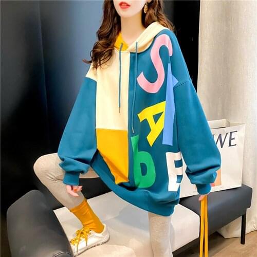 Streetwear Women Hoodie Sweatshirts 2021 Spring Autumn Casual Oversized Hoodies Loose Letter Printing Hoodies for Girls