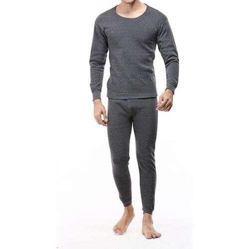 1 set Autumn Winter Mens Clothing Inner Wear Sleepwear Pajama Tops+Pants Thermal Underwear Set