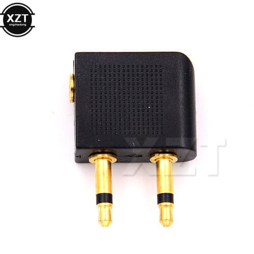 10pcs/lot Portable Aircraft aviation headset conversion plug 3.5mm aircraft audio adapter gold plated male to female converter