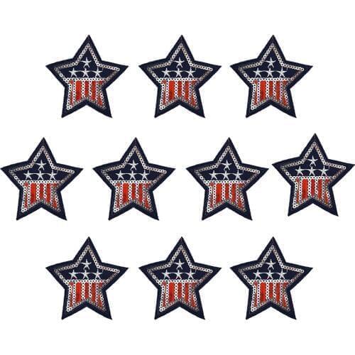 10PCS Sequin Badges Patches for Clothing Star Shape Embroidered Applique Sewing Patch Iron on Embroidery Accessories for Clothes