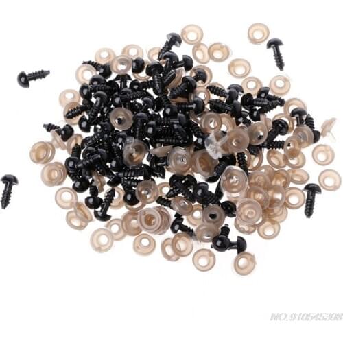 100Pcs/Bag DIY Doll Toy Eyes Black Plastic Safety Eyes Puppets Doll with Washers D18 20 Dropshipping