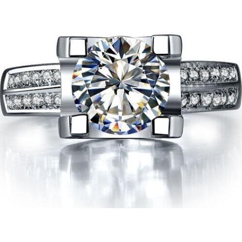 14K White Gold Famous Luxury Women Ring 1Ct Diamond Engagement Ring Micro Paved AU585 Jewelry