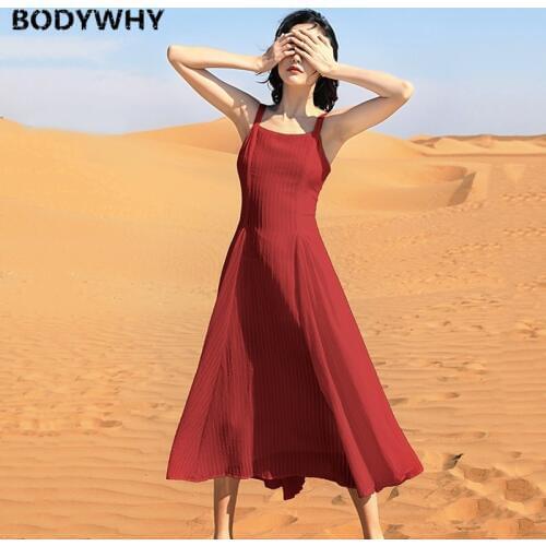 2020 Summer Womens Temperament Halter Slim Strap Dress Women Beach Skirt Seaside Beach Coverups For Women