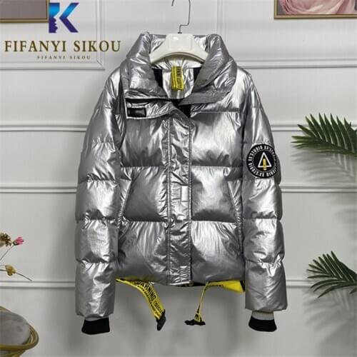 2020 Winter Jacket Women Streetwear Fashion Print Down Jacket Thick Warm Parka Coat Female Loose Zipper High quality Winter Coat