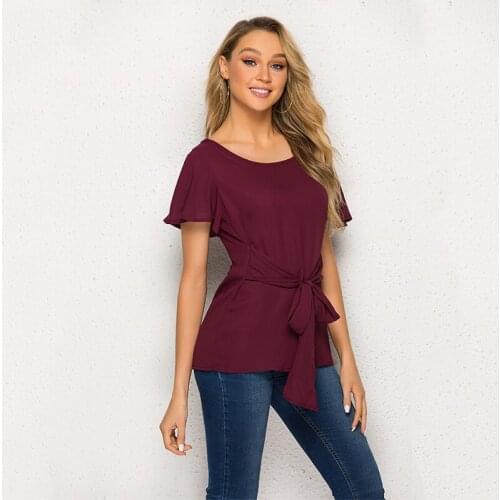 2021 Fashion Women Kimono Bowknot Blouses O-neck Short Sleeve Shirts Chiffon Casual Vintage Tops Plus Size Blusas Blouse