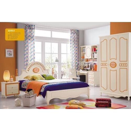 3319 Children bedroom furniture sets children bed three doors wardrobe desk chair nightstand