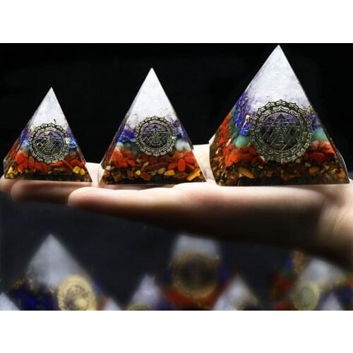 40-60mm Big Orgone Stone Pyramid Home Decor Energy Chakra Crystal Natural Rainbow Quartz Pyramid Beads Reiki Healing Balance