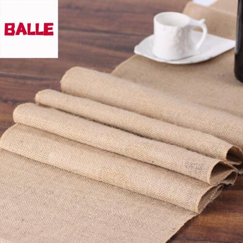 BALLE Vintage Burlap Table Runner Rustic Jute Linen Shabby Hessian Table Runner for Wedding Festival Party Event Decorations
