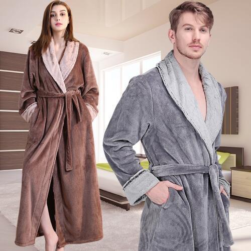 New Women Thermal Luxury Flannel Extra Long Bath Robe Winter Sexy Fur Bathrobe Warm Dressing Gown Bride Wedding Bridesmaid Robes