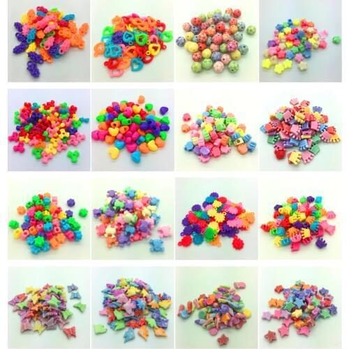 Wholesale 50pcs Mix Color Acrylic Perforation Beads Jewelry Making Clothing Beads Jewelry Crafts DIY Childrens Toys