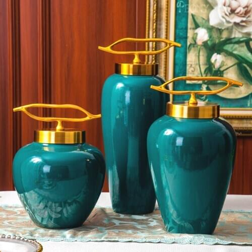 Color glaze jar storage vase household decoration temple jar craft decoration furnishing articles ginger jar blue