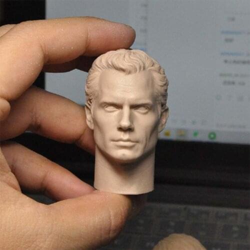 DIY PVC Unpainted 1/6 Henry Cavill Head Sculpt Male Soldier Head Carving Model Fit 12'' Action Figure