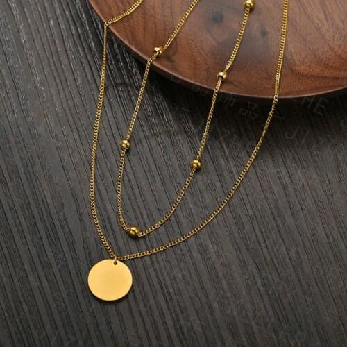 XIYANIKE 316L Stainless Steel 2 Layer 2 Colors Beads Necklaces Coins Chain Choker 2021 New For Women Fashion Party Jewelry Colar