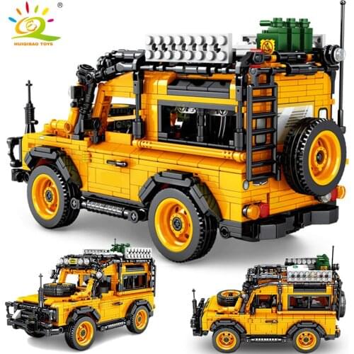 HUIQIBAO 1053pcs high-tech Off-Road Truck Speed Champions Car Building Block City Creator Pull Back Vehicle Bricks Children Toys