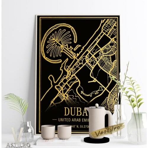 United Arab Emirates Dubai City Map Creative Poster Line Drawing Modern Minimalist Art Print Study Room Home Decor Gift Idea