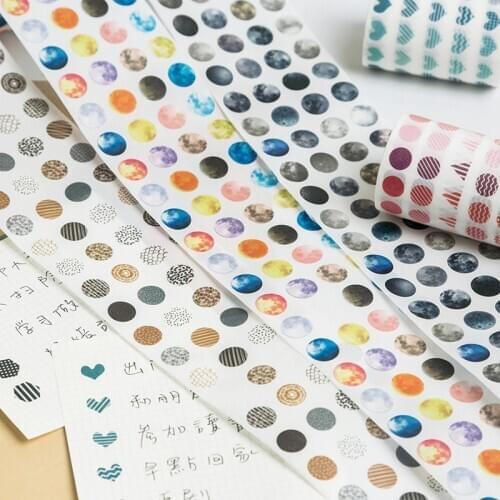 Morandi Dots Masking Washi Tape Round Colorful Moon Decorative Adhesive Tapes Decora Scrapbooking Sticker Label Stationery