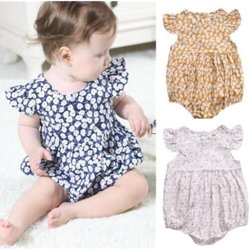 Newborn Baby Girls Butterfly sleeve Romper 3 colour baby rompers summer nice flower clothing girls