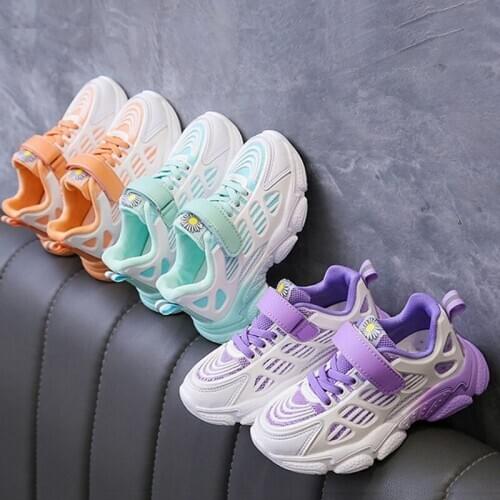 Toddler Baby Children Purple Orange Sneakers Boys Girls Air Mesh Breathable Casual Dad Tennis Sports Shoes New 2020 Autumn Shoe