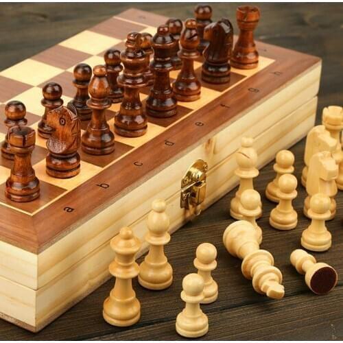Magnetic Wooden Folding Chess Set with Felted Game Board Interior for Storage Adult Kids Beginner Large Chess 39cm*39cm