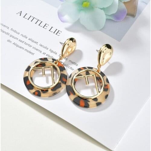 MESTILO Trendy Multicolor Double Round Shape Big Hollow Letter Acrylic Drop Earrings Classic Fashion Jewelry Earrings Girl Gift