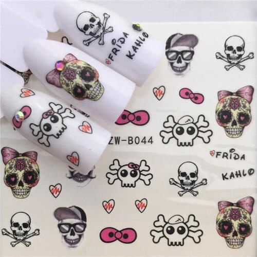 Evil Bowknot Skull Nail stickers art decorations slider adhesive Water Transfer decals manicure lacquer accessoires polish foil