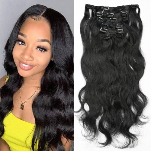 Clip In Human Hair Extensions Brazilian Remy Hair Body Wave Natural Color #2 7Pcs/Set 120Gram One Head Free Shipping