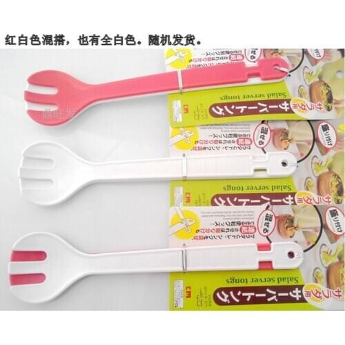 Creative 2 Color BBQ Tongs Salad Servers 29.8 cm Multi Purpose Plastic Spoon & Fork Set Tableware Free Shipping