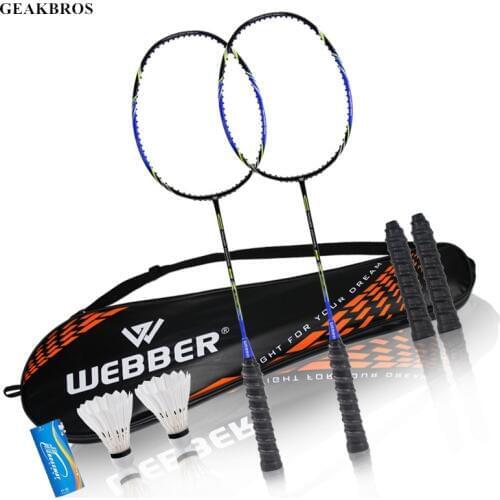 2pcs Professional Badminton Rackets Set Family Double Badminton Game Racquet Light Weight Playing Trainning Badminton Raquette