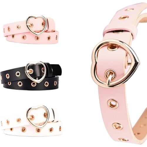 New sweetheart buckle with adjustable ladies luxury brand cute Heart-shaped thin belt high quality punk fashion belts