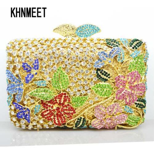 LaiSC Luxury evening bags Crystal women party purse bags Ladies wedding bridal formal clutch bags banquet bag Day Clutches SC209