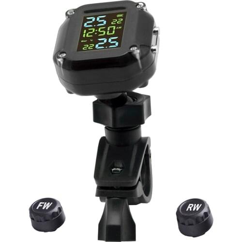LCD Display Motorcycle TPMS With 2 External Sensors Wireless Tire Pressure Temperature Sensors Tire Pressure Monitoring System