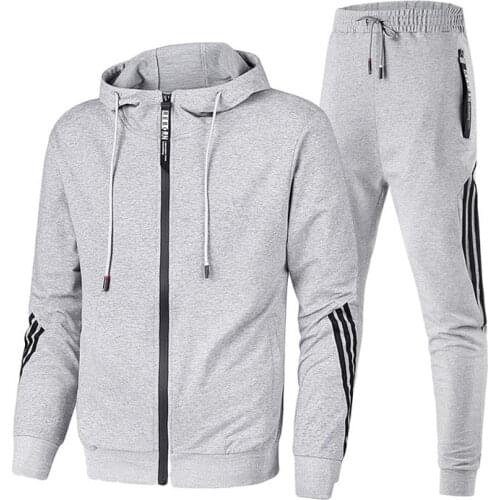 New Autumn Fashion Tracksuit Mens Hoodies Zipper Sweatshirt Jacket + Pants Two Pieces Sets Sportswear Men Clothes