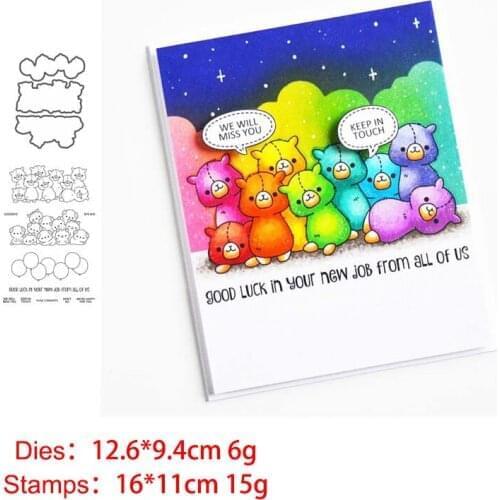 Herd of Animals Clear Stamps and Metal Cutting Dies DIY Scrapbooking Photo Album Crafts Seal Punch Stencils Stamp and Die Sets