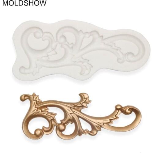 Baking decorating scroll relief border lace DIY wedding cupcake topper fondant candy clay chocolate cake tools silicone mold