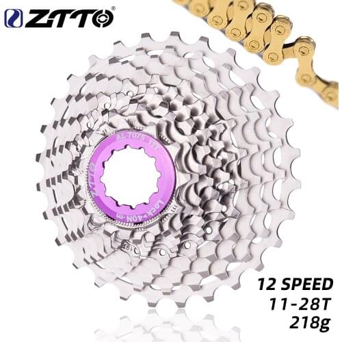 ZTTO Road bike 12 Speed 11-28T SLR2 Cassette HG Compatible Silver Bicycle 12S Freewheel 12V sprocket 28t ultralight 218g CNC k7
