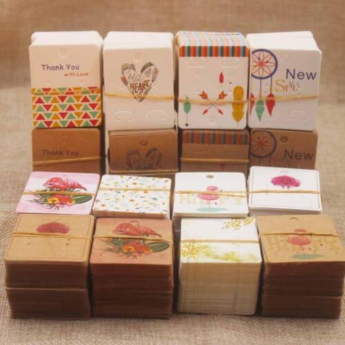 5*4cm Dreamcatcher drop earring display card flower pattern earring tag card colorful print jewelry earring packing card100/lot