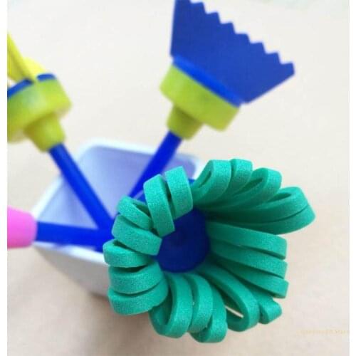 Y4UD 4 Pcs Rotate Spin Sponge Paint Drawing Kids DIY Graffiti Brushes Art Supplies Painting Tool Educational Toy