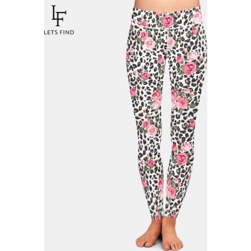 LETSFIND 3D Flowers and Leopard Prints Design Women Leggings High Waist Plus Size Sexy Fitness Soft Slim Leggings