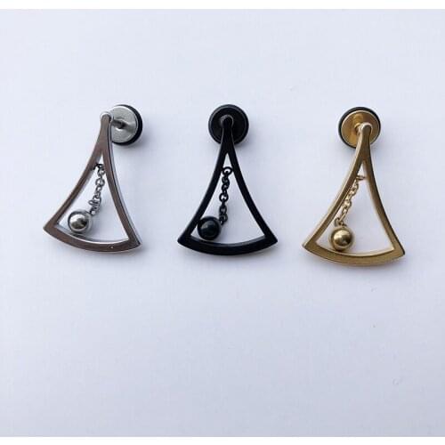 Personality Sector Pendulum Stud Earrings Titanium Steel Pendulum Chain Stud Earrings European American Fashion Women Jewelry