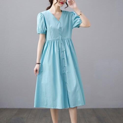 French Style Gentle Elegant Vintage Blouse Dress 2021 New Arrival Cotton Fashion Women Summer Dress Office Lady OL Work Dress