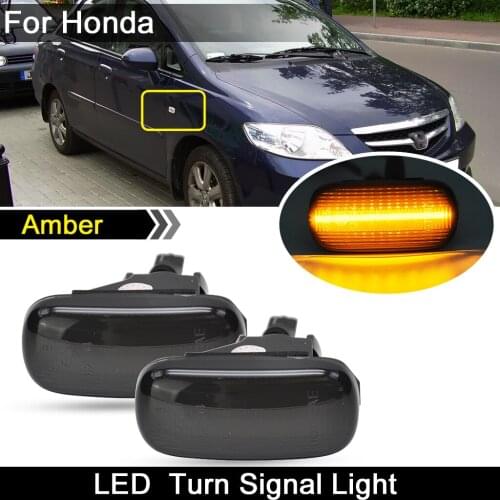 1 Pair For Honda Accord Civic Fit Integra City Stream CR-V Odyssey Smoked Lens LED Side Marker Light Amber Turn Signal Lamp
