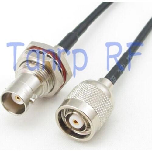 10pc 6in RP-TNC male plug to BNC female with nut bulkhead RF connector adapter 15CM Pigtail coaxial jumper cable RG174 extension