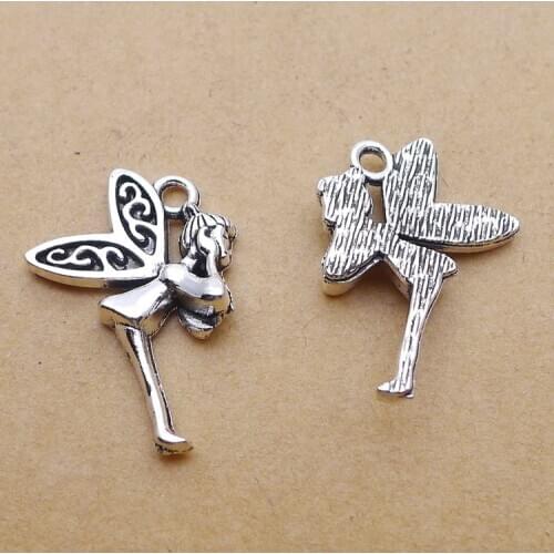 12 pieces/lot 23*14mm The fairy butterfly elves charm Antique silver color Alloy necklace pendant bracelet key chain DIY jewelry