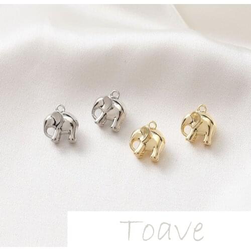 14K gold-plated copper plated real gold smooth solid elephant pendant necklace earrings material accessories