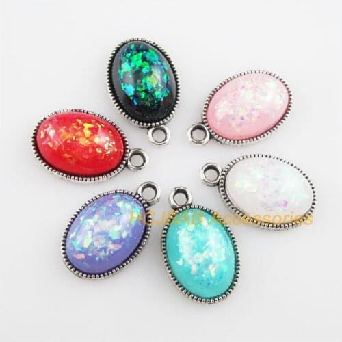 18 New AB Shivering Resin Teardrop Mixed Charms KC Gold Plated 13x21.5mm