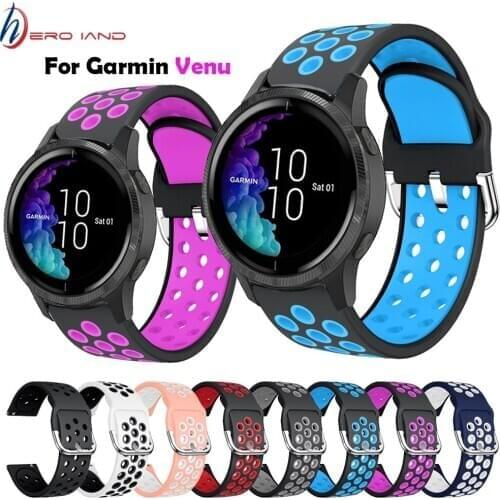 20mm Sport colorful Silicone watchBand For Garmin Venu Smart watch Replacement Strap for Garmin Move 3 / Luxe / Style belt